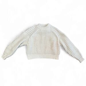 H&M Ivory Chunky Knit High Neck Cropped Sweater Size S